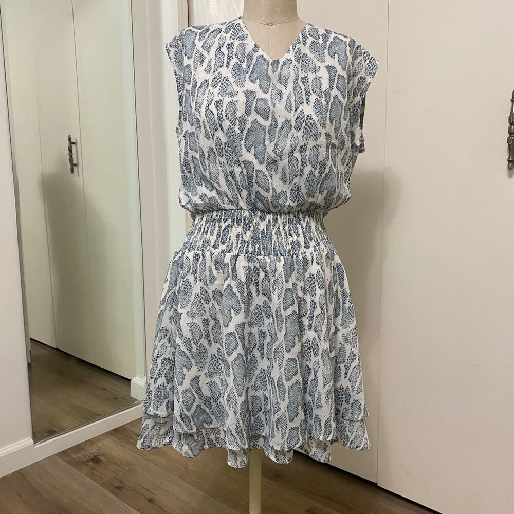 Kori American Blue Women's Animal Print Short Sleeve Mini Dress Small NWT